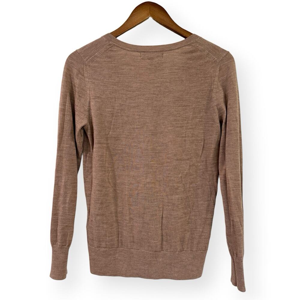 Banana Republic Sweater Womens Small Tan Merino Wool V Neck Long Sleeve Soft - Picture 5 of 7